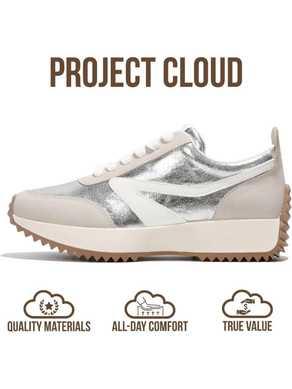 Womens Balinda-silver Cloud Sneakers Memory Foam Lightweight Lace Up Shoes